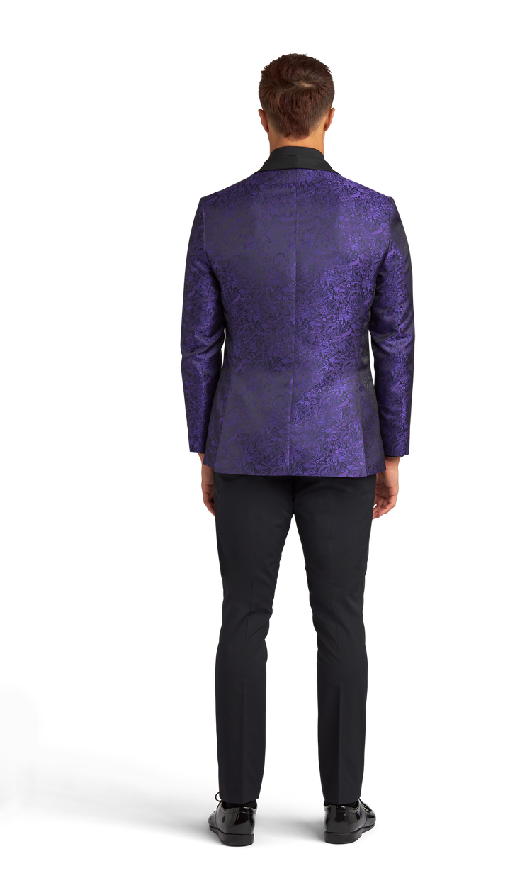 Purple Paisley Shawl Lapel Coat image number 3