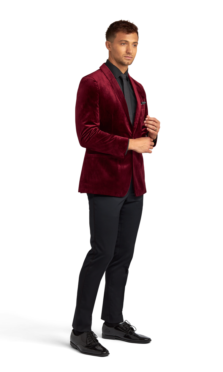 Burgundy Velvet Brooklyn Tuxedo image number 4