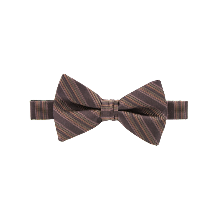Chocolate Striped Satin Bow Tie