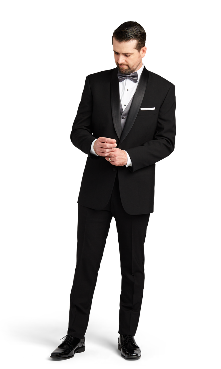 Black Two Button Shawl Lapel Tuxedo