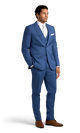 Side view of the Michael Kors blue suit.