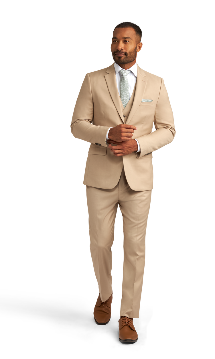 Khaki Stretch Suit Separates image number null