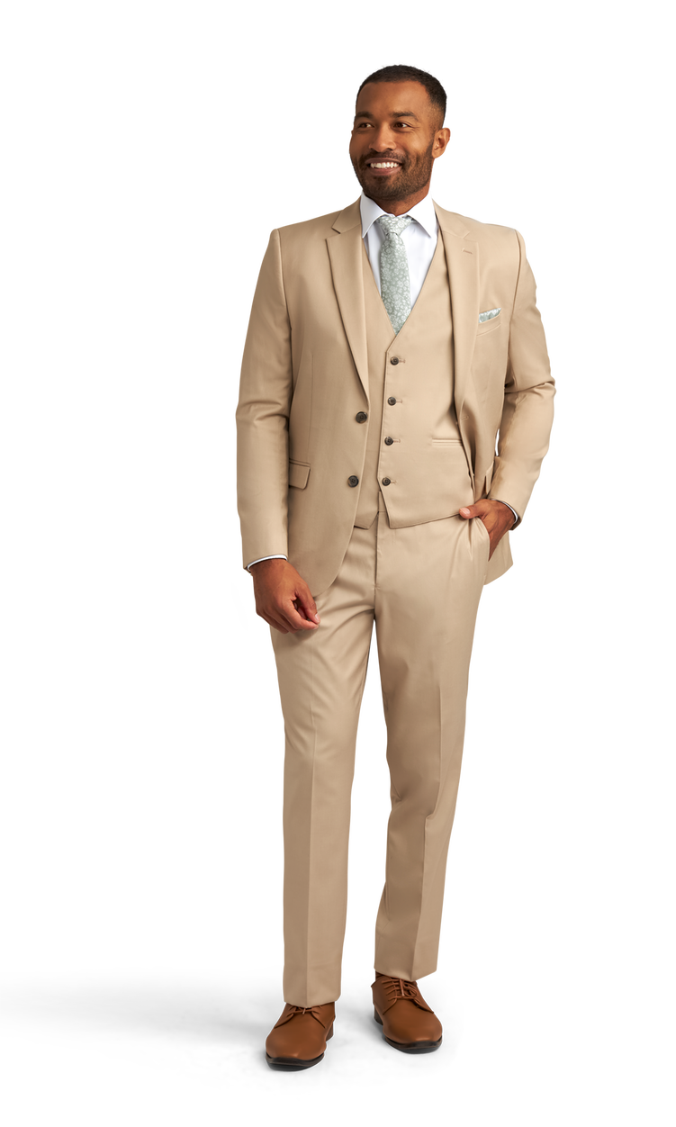 Khaki Stretch Suit Separates image number null