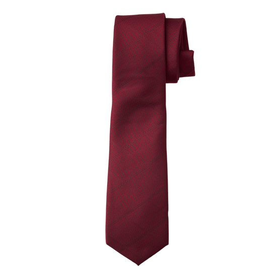 Burgundy Matte Long Tie with Woven Windowpane