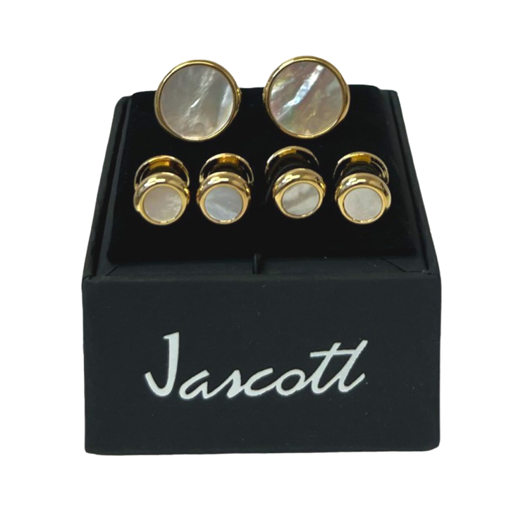 Gold with Pearl Studs & Cufflinks