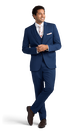 Side view of the cobalt blue suit rental.