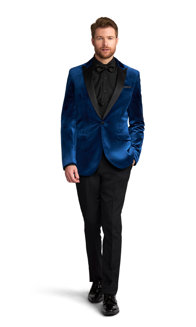 Dark blue velvet tuxedo top