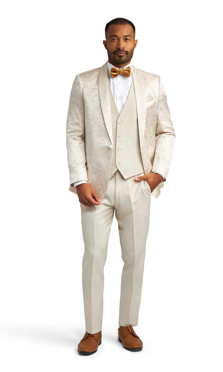 Slim fit ivory tuxedo jacket cheap