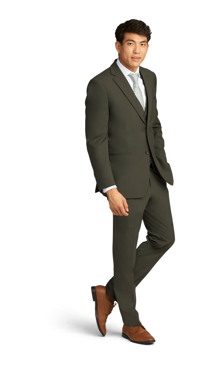Olive Green Stretch Suit Separates image number 2