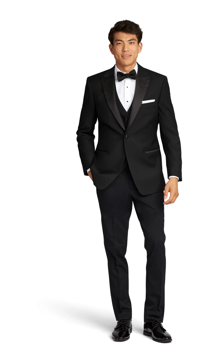 Black Stretch Peak Lapel Tuxedo Separates image number 2