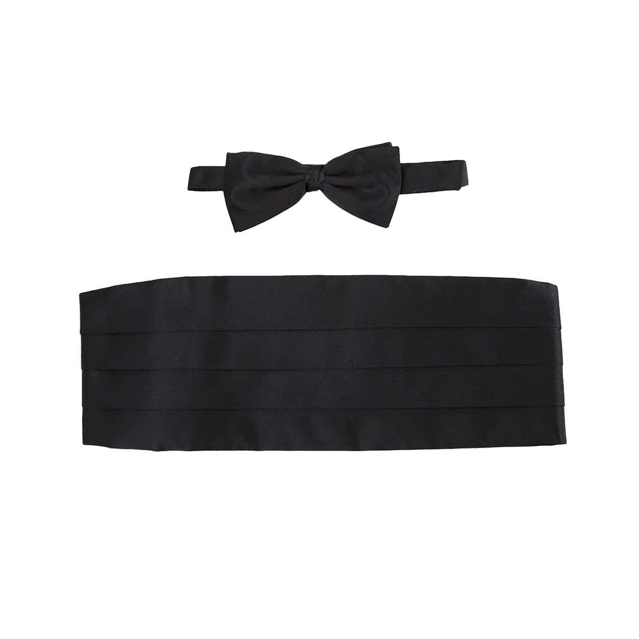 Black Satin Bow Tie and Cummerbund image number 1