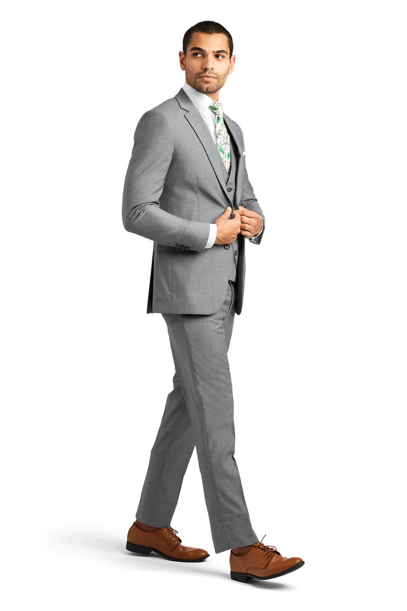 Grey Stretch Suit Separates Stitch Tie