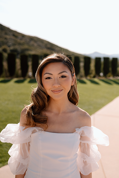 Bride smiling at camera