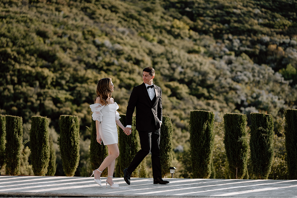 Bride and groom posing together