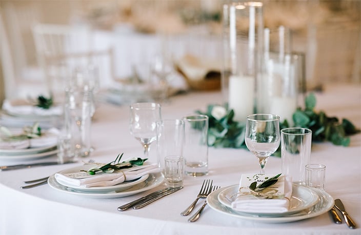 DInnerware and placesettings at an event