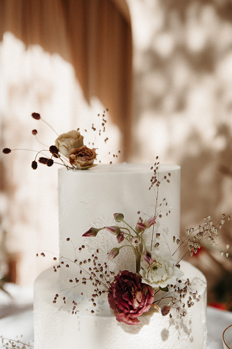 white tiered cake with florals