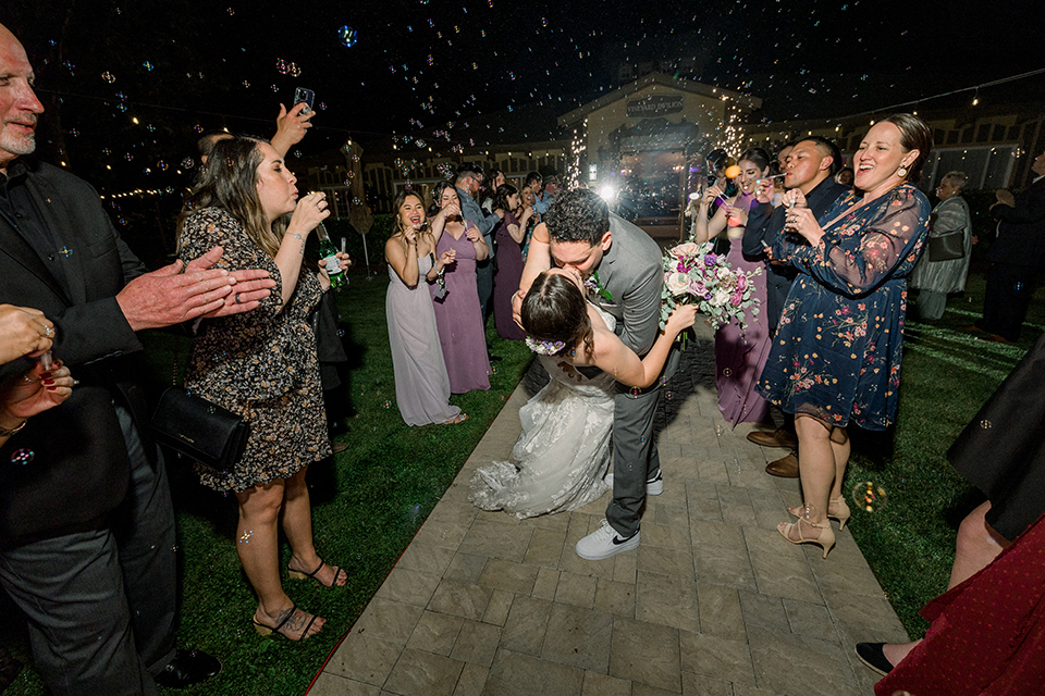 grand exit with bubbles