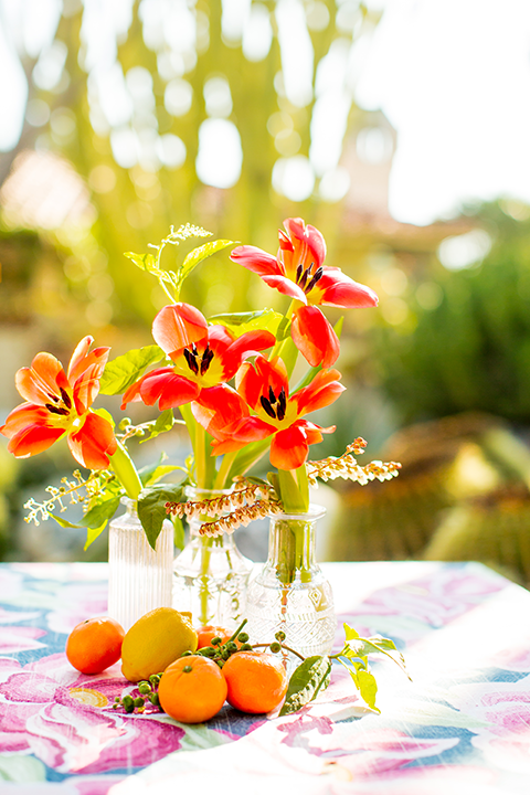 Decorative floral arrangement on table