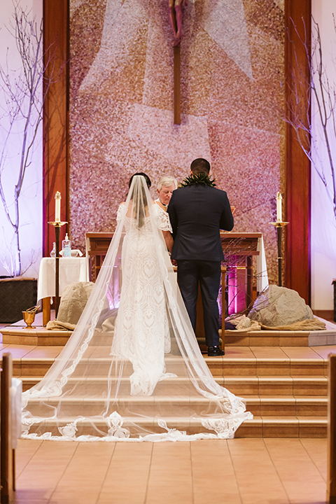 Bride and groom saying vows