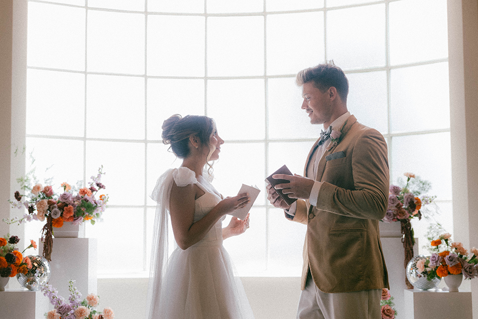 Bride and groom saying vows