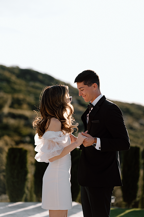 Bride and groom posing