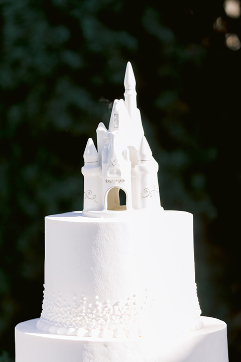 White wedding cake on table