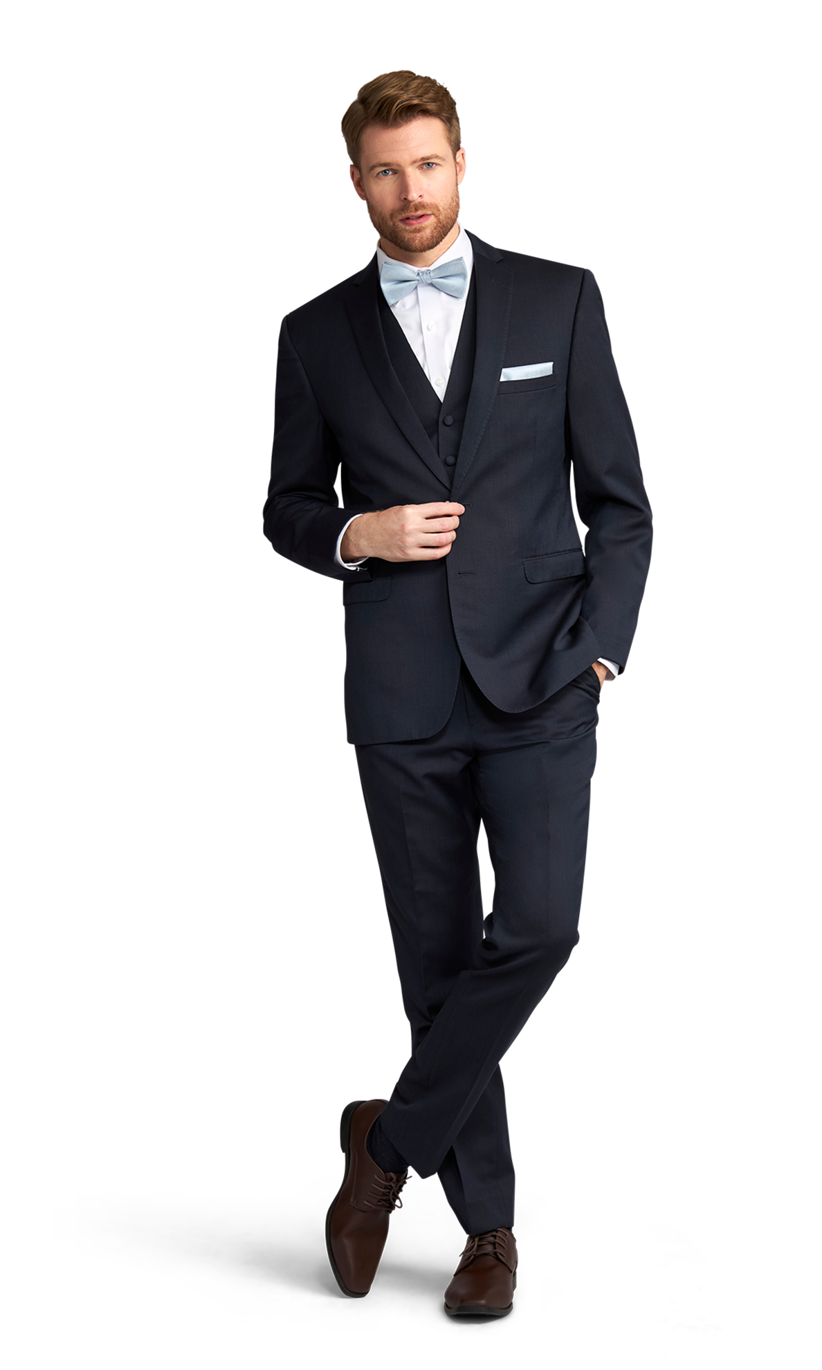 slim fit dress slacks Navy Blue Velvet Men Suit Peaked Lapel Double Breasted Prom Suit main image 1